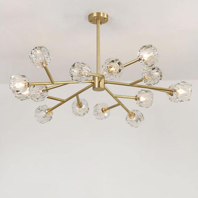 Thalyn Pendant Lamp Crystal Ball Brass Cluster