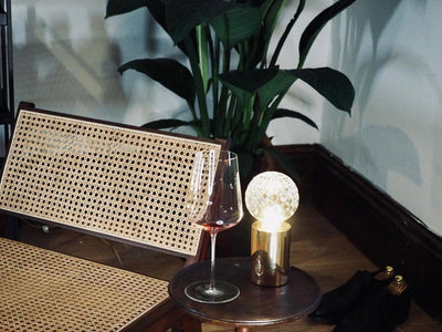 Lyrician Brass Glass Industrial Table Lamp