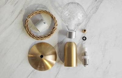 Lyrician Brass Glass Industrial Table Lamp