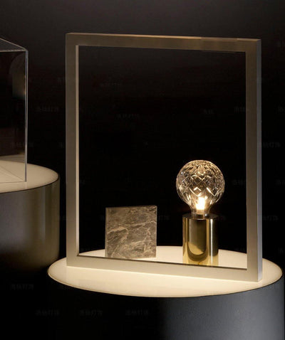 Lyrician Brass Glass Industrial Table Lamp