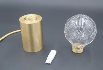 Lyrician Brass Glass Industrial Table Lamp
