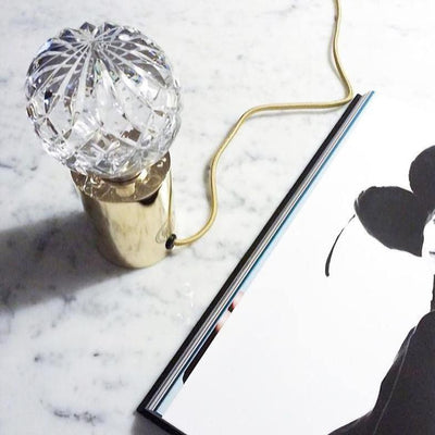 Lyrician Brass Glass Industrial Table Lamp