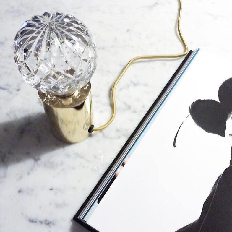 Lyrician Brass Glass Industrial Table Lamp