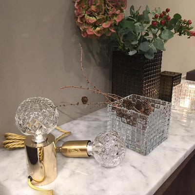 Lyrician Brass Glass Industrial Table Lamp