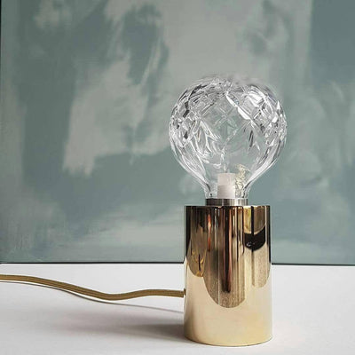 Lyrician Brass Glass Industrial Table Lamp