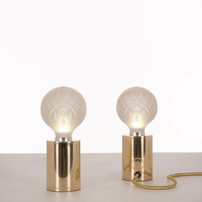 Lyrician Brass Glass Industrial Table Lamp