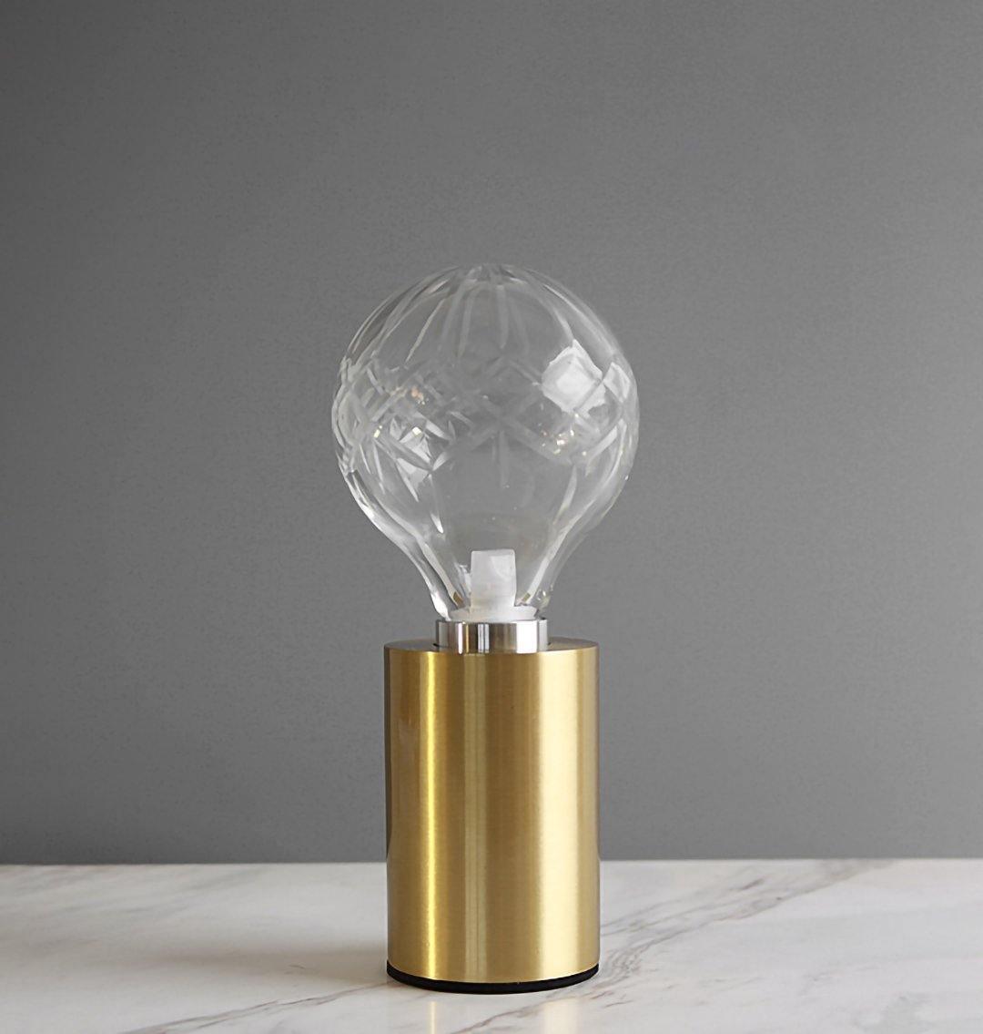 Lyrician Brass Glass Industrial Table Lamp