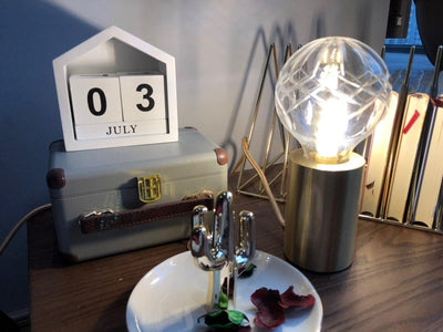 Lyrician Brass Glass Industrial Table Lamp