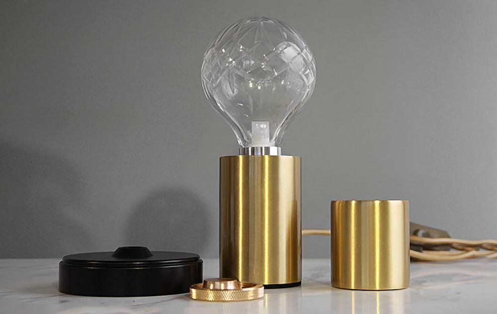 Lyrician Brass Glass Industrial Table Lamp