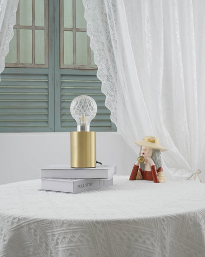 Lyrician Brass Glass Industrial Table Lamp