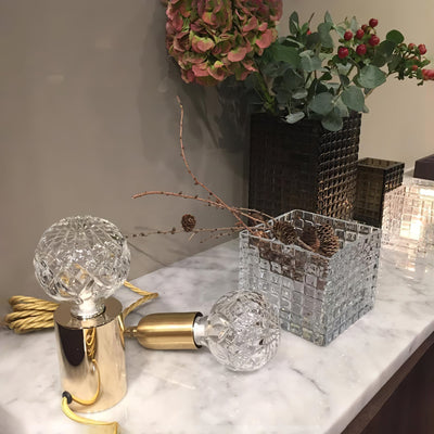 Lyrician Brass Glass Industrial Table Lamp
