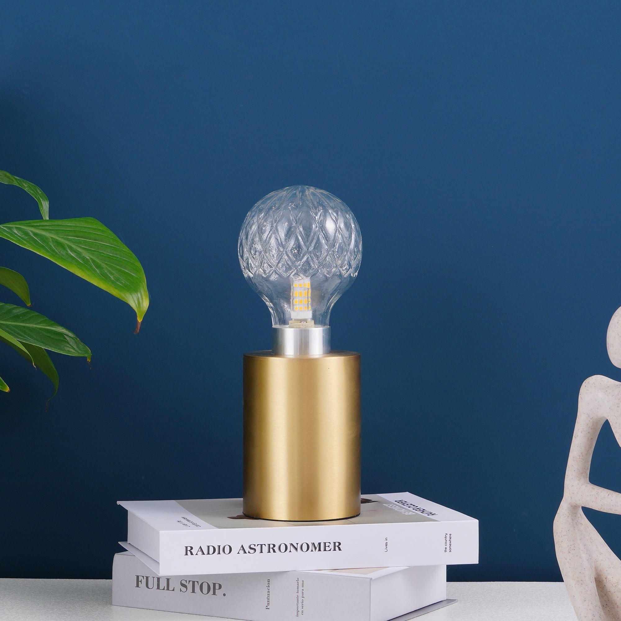 Lyrician Brass Glass Industrial Table Lamp