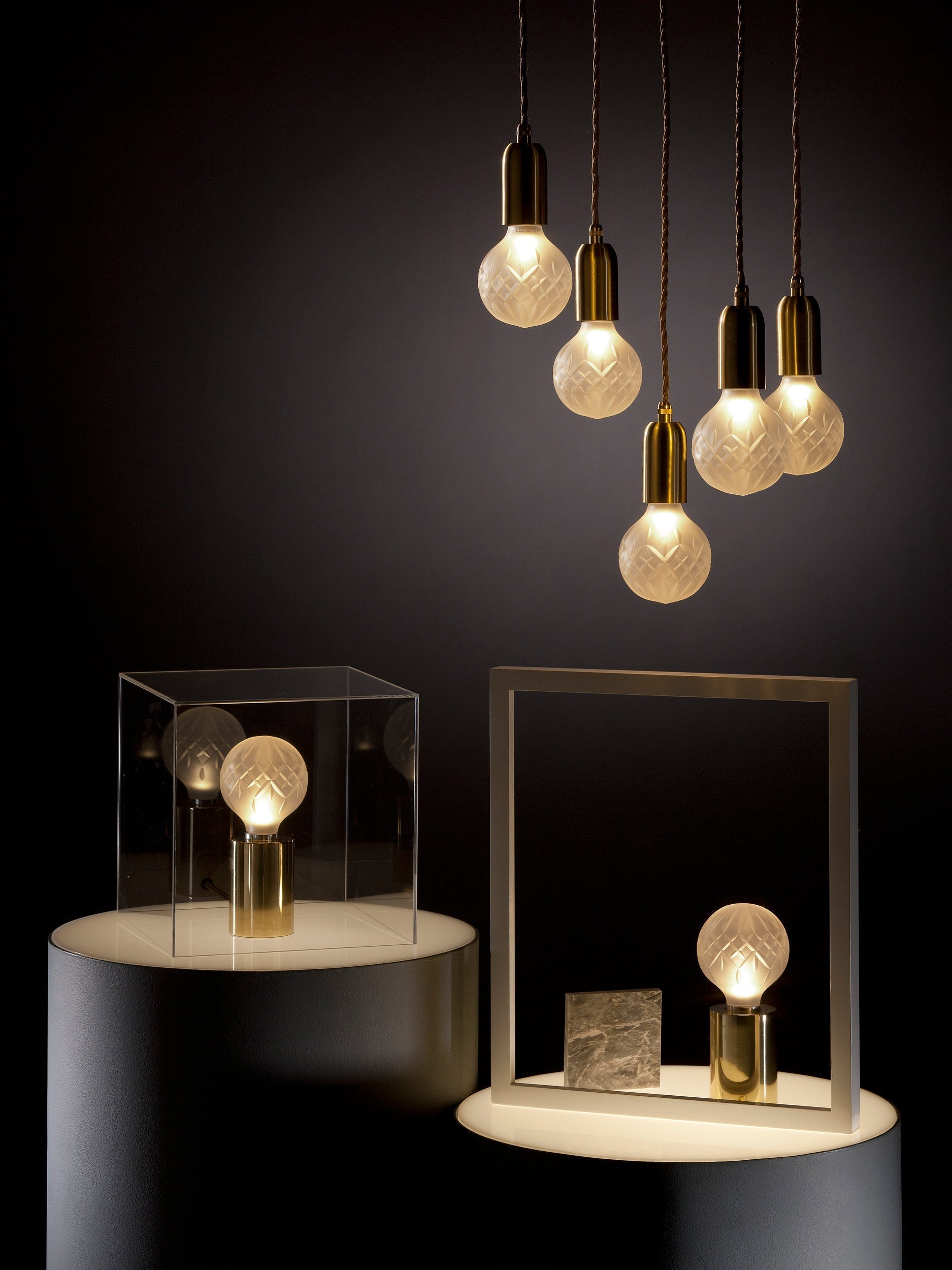 Lyrician Brass Glass Industrial Table Lamp