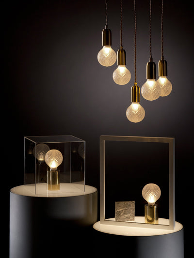 Lyrician Brass Glass Industrial Table Lamp