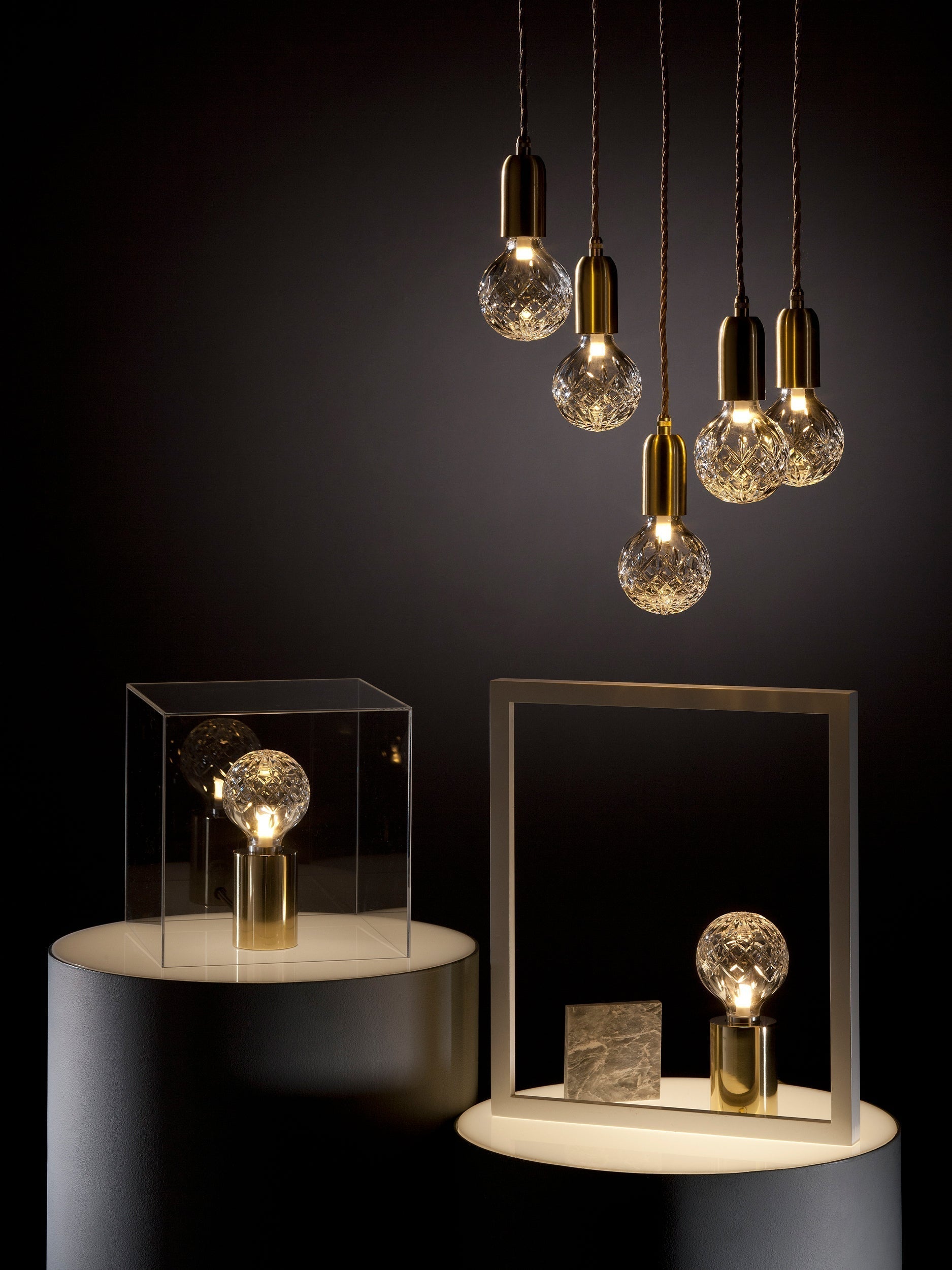 Lyrician Brass Glass Industrial Table Lamp