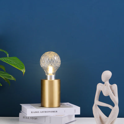 Lyrician Brass Glass Industrial Table Lamp