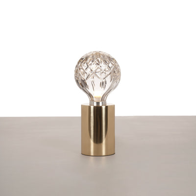 Lyrician Brass Glass Industrial Table Lamp