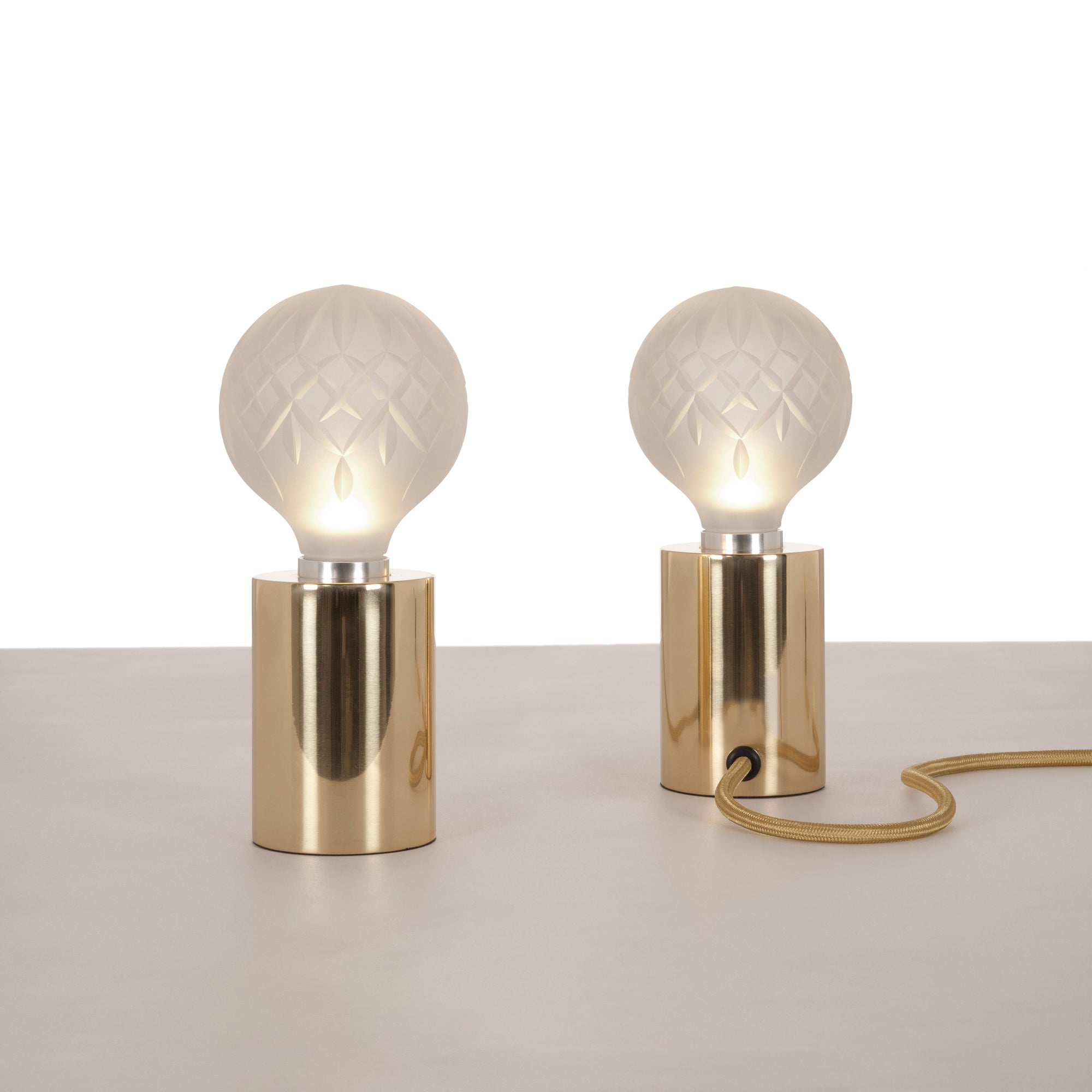 Lyrician Brass Glass Industrial Table Lamp