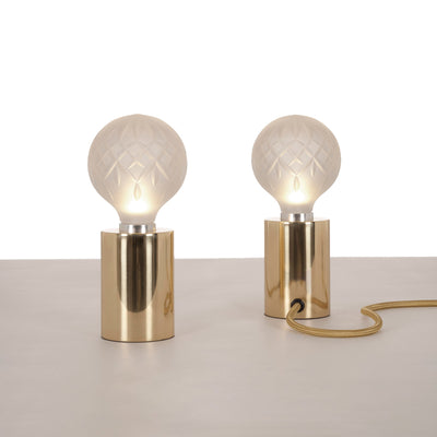 Lyrician Brass Glass Industrial Table Lamp