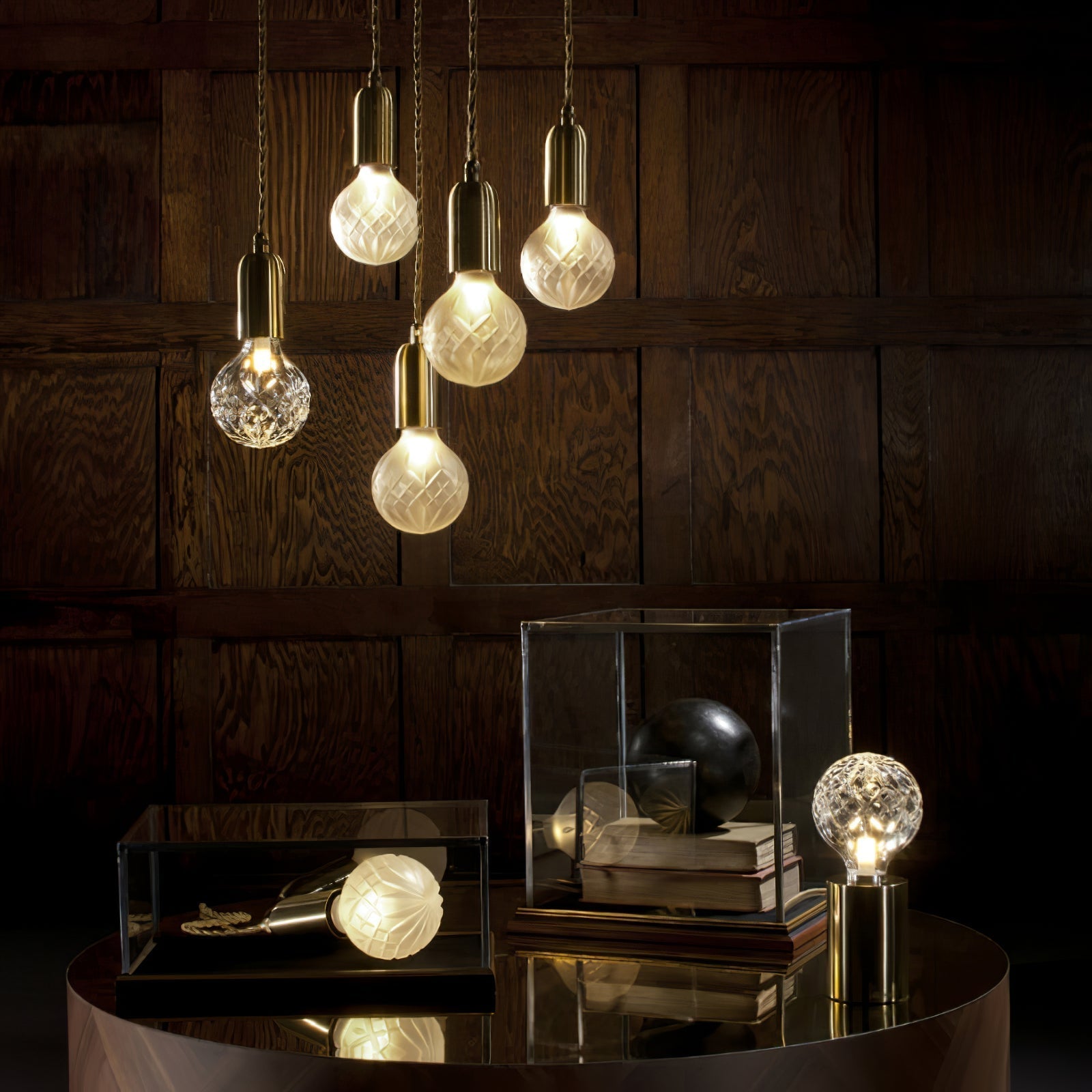 Lyrician Brass Glass Industrial Table Lamp