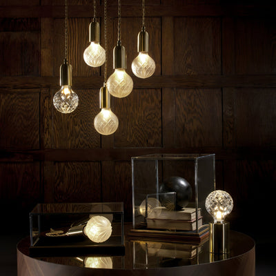 Lyrician Brass Glass Industrial Table Lamp