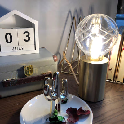 Lyrician Brass Glass Industrial Table Lamp