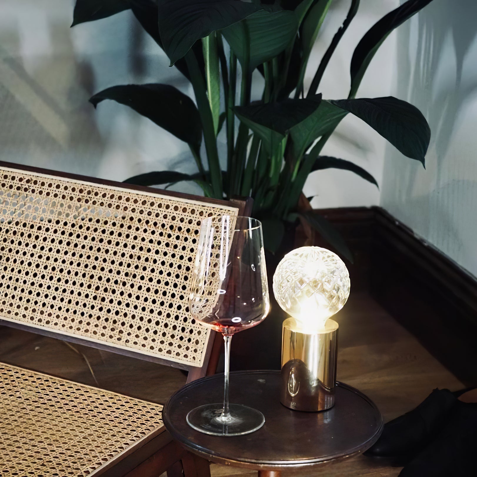 Lyrician Brass Glass Industrial Table Lamp