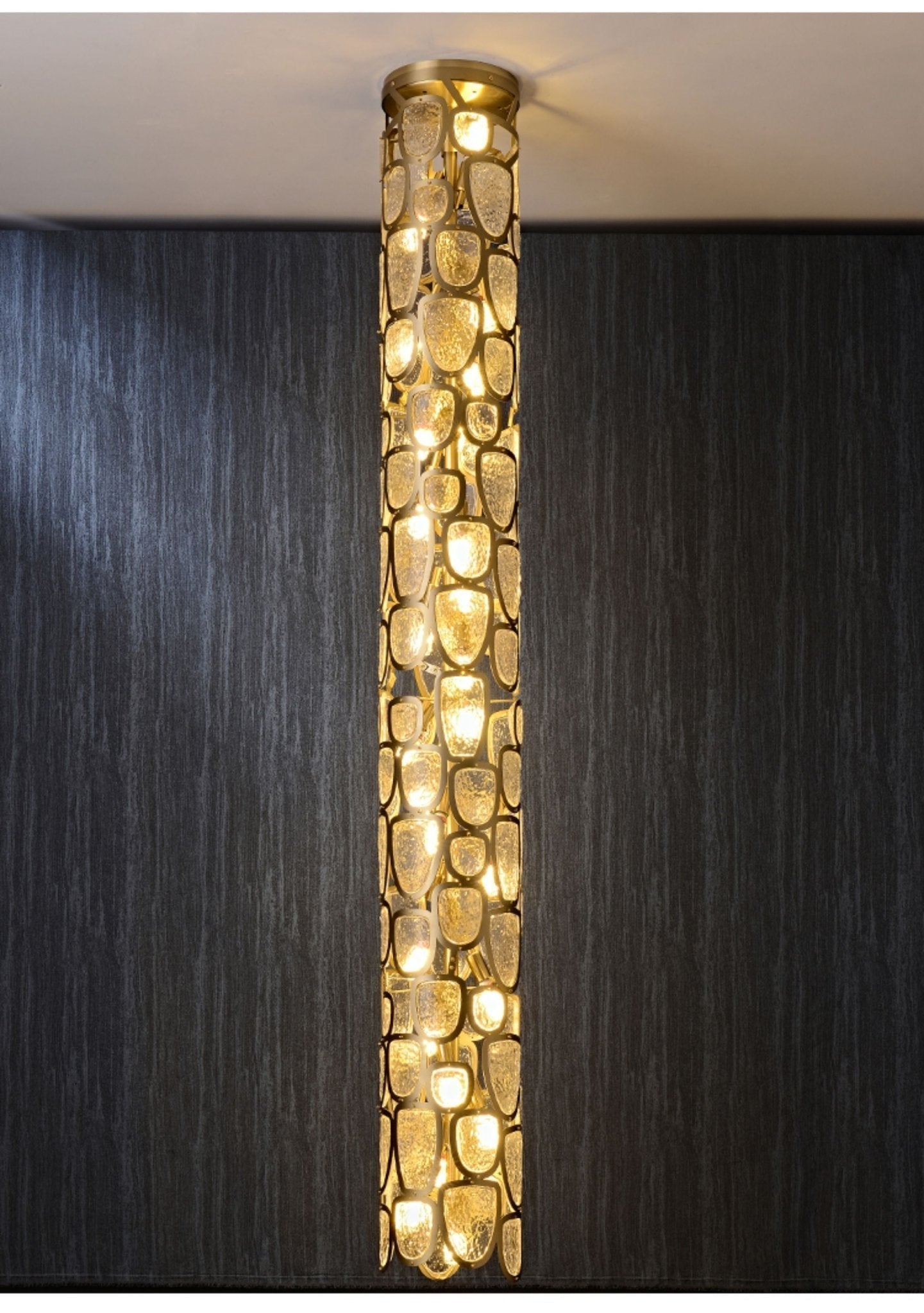Crystal Mosaic Column Chandelier