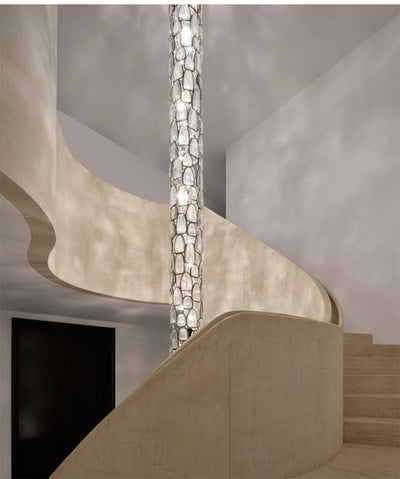 Crystal Mosaic Column Chandelier