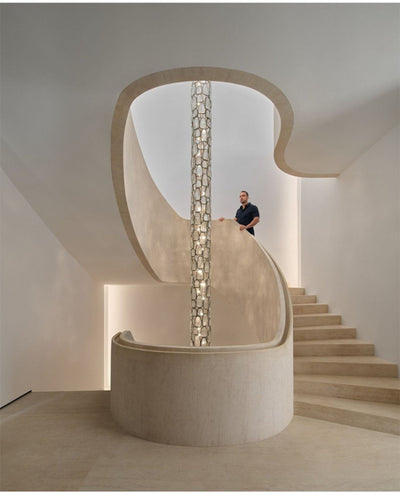 Crystal Mosaic Column Chandelier