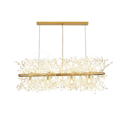 Cir Chandelier Brass Linear Crystal Branch