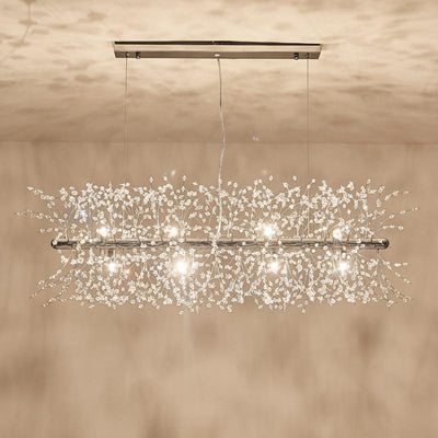 Cir Chandelier Brass Linear Crystal Branch