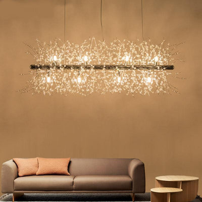 Cir Chandelier Brass Linear Crystal Branch