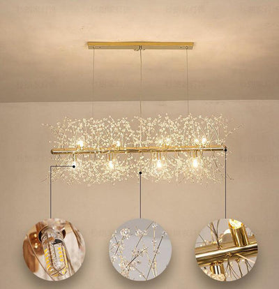 Cir Chandelier Brass Linear Crystal Branch