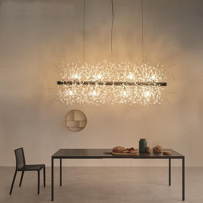 Cir Chandelier Brass Linear Crystal Branch