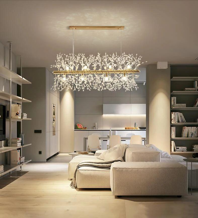 Cir Chandelier Brass Linear Crystal Branch