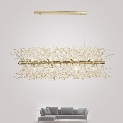 Cir Chandelier Brass Linear Crystal Branch