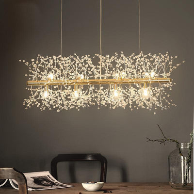 Cir Chandelier Brass Linear Crystal Branch