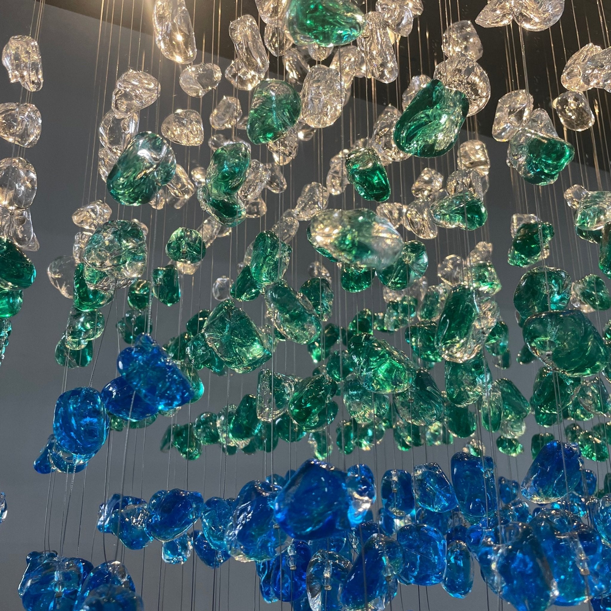Polychrome Mineral Quartz Cascade Chandelier