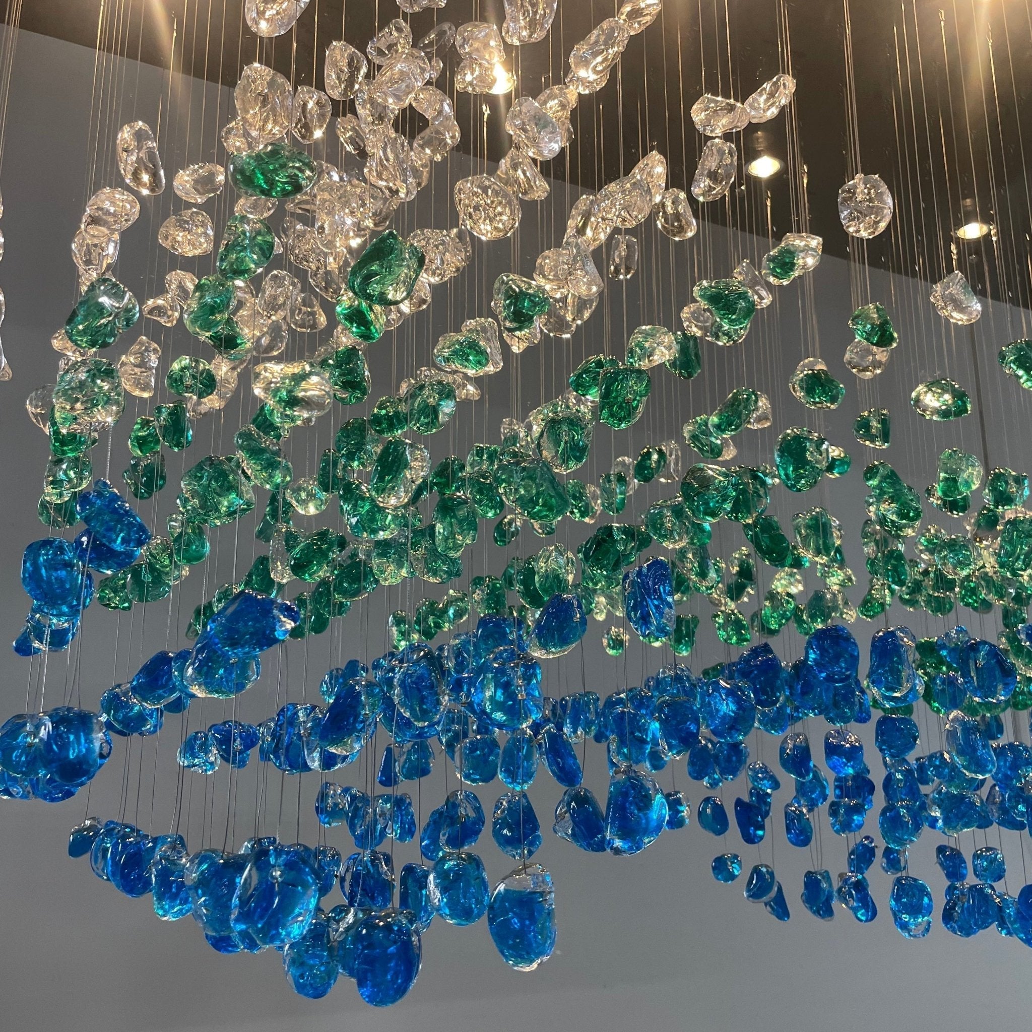Polychrome Mineral Quartz Cascade Chandelier