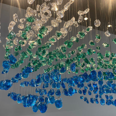 Polychrome Mineral Quartz Cascade Chandelier