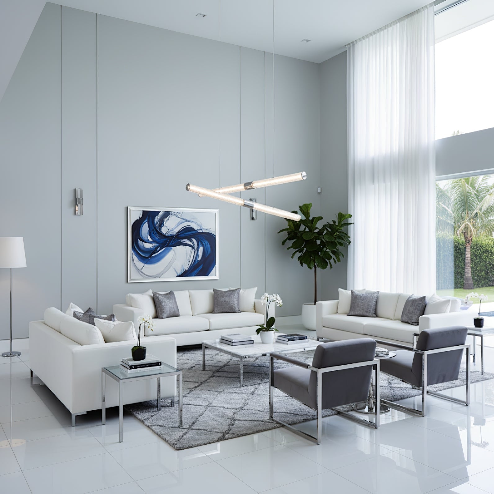 Luxelielle Crystal Stream Linear Pendant Lamp