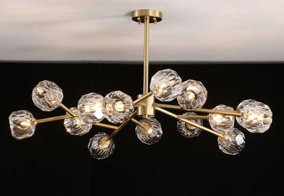 Thalyn Pendant Lamp Crystal Ball Brass Cluster