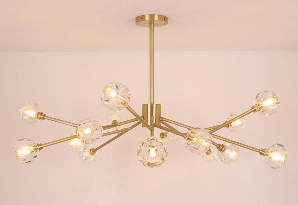 Thalyn Pendant Lamp Crystal Ball Brass Cluster