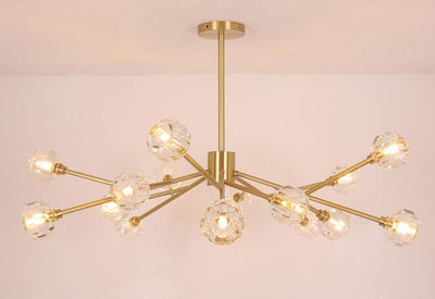 Thalyn Pendant Lamp Crystal Ball Brass Cluster