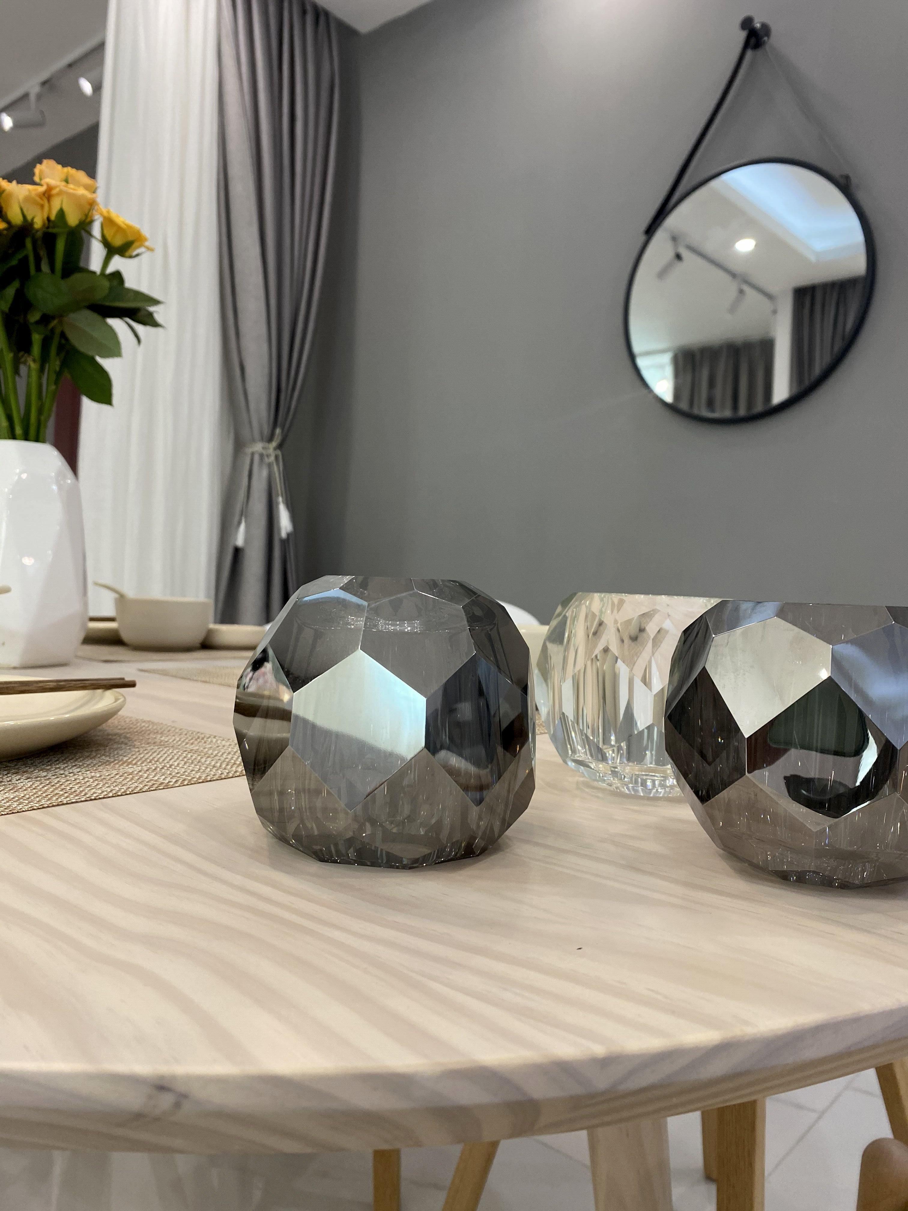 Thalyn Pendant Lamp Crystal Ball Brass Cluster