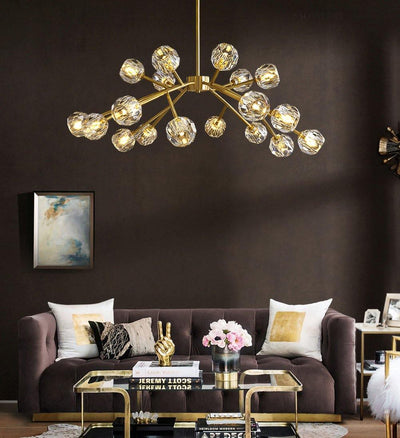 Thalyn Pendant Lamp Crystal Ball Brass Cluster