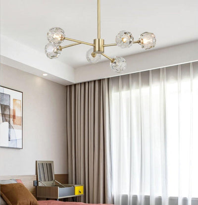 Thalyn Pendant Lamp Crystal Ball Brass Cluster