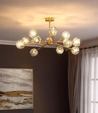 Thalyn Pendant Lamp Crystal Ball Brass Cluster