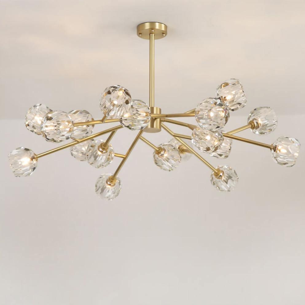 Thalyn Pendant Lamp Crystal Ball Brass Cluster